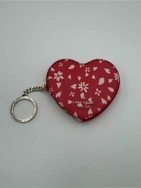 kate spade Red Floral Heart Coin Key Pouch